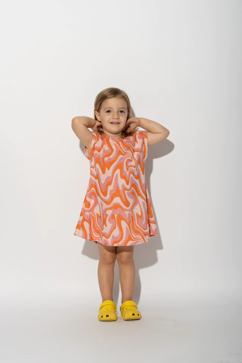 TERRY WAVY PRINT T-SHIRT DRESS 4Y