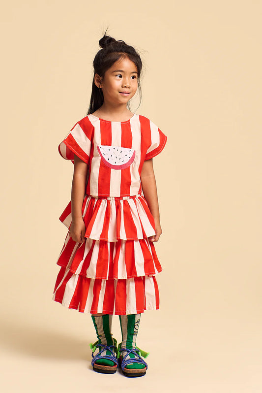 WATER MELON STRIPES SKIRT 4/5Y