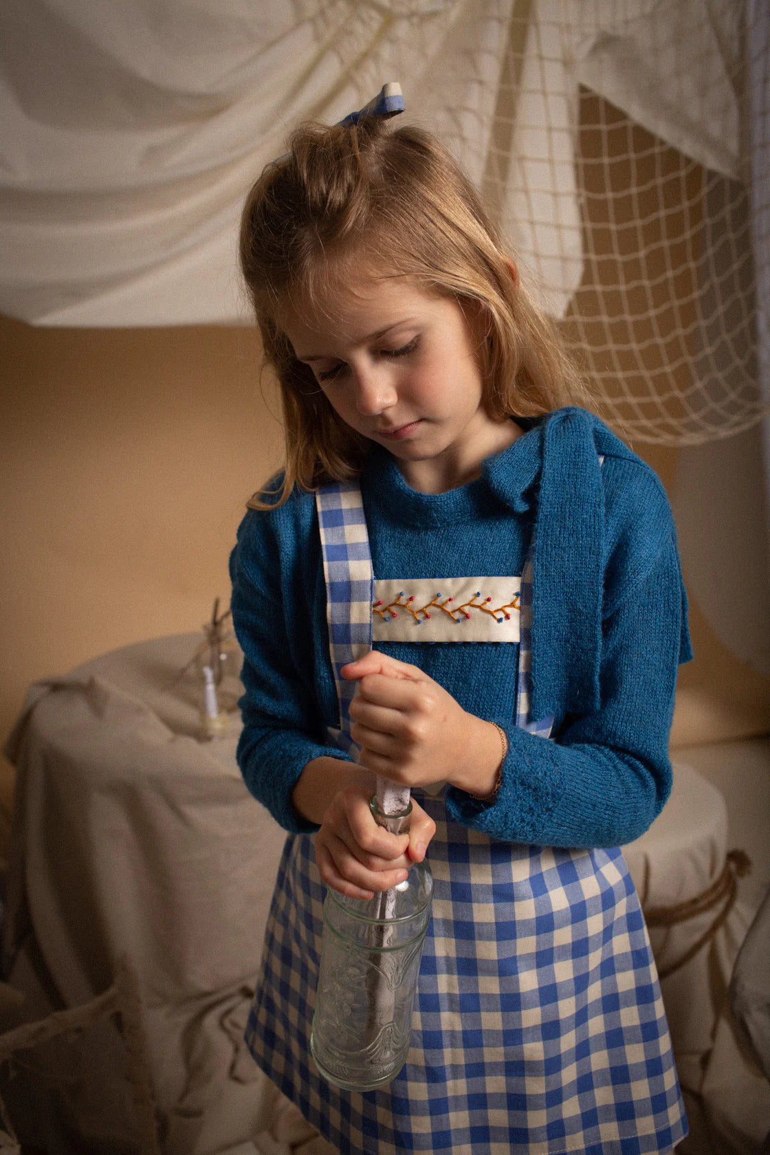 BIRINIT blue gingham dress 4Y