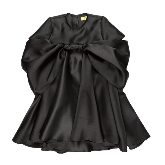 [sample]BLACK MIKADO OVERSIZED BOW DRESS 4Y