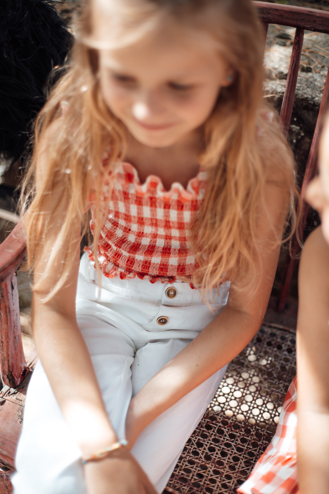 RED RUBBERIZED GINGHAM TOP