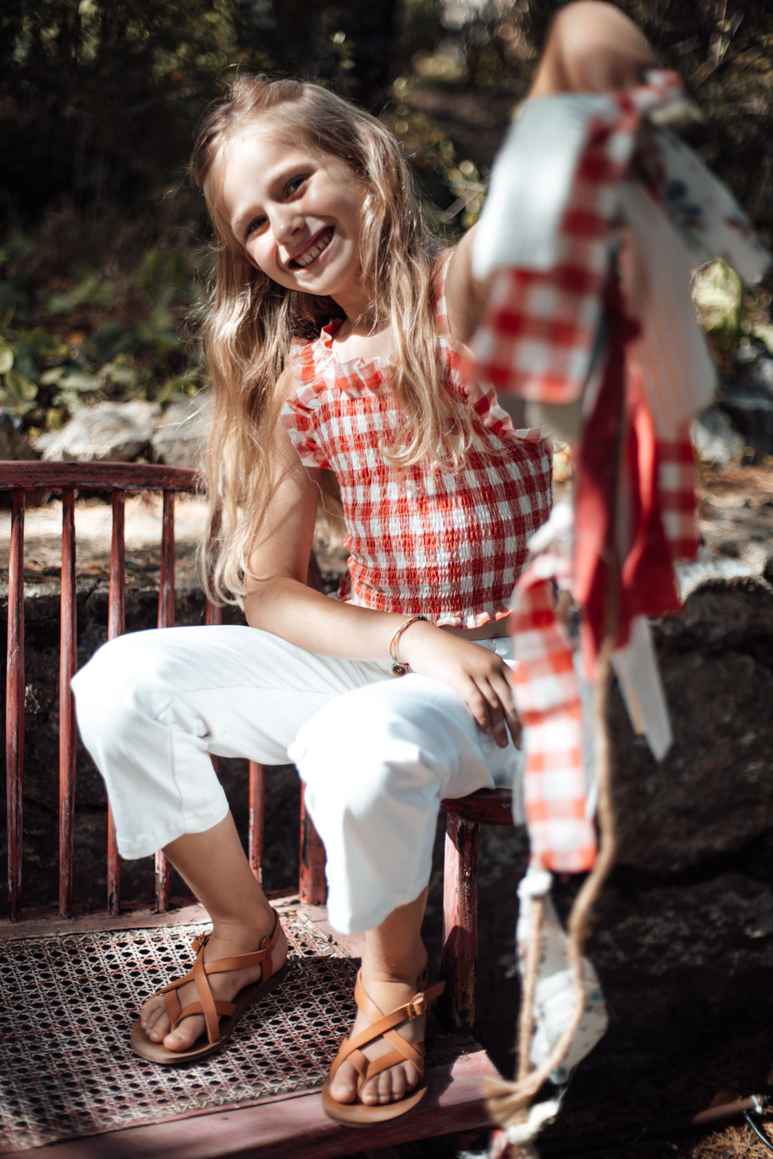 RED RUBBERIZED GINGHAM TOP