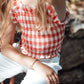 RED RUBBERIZED GINGHAM TOP 4Y