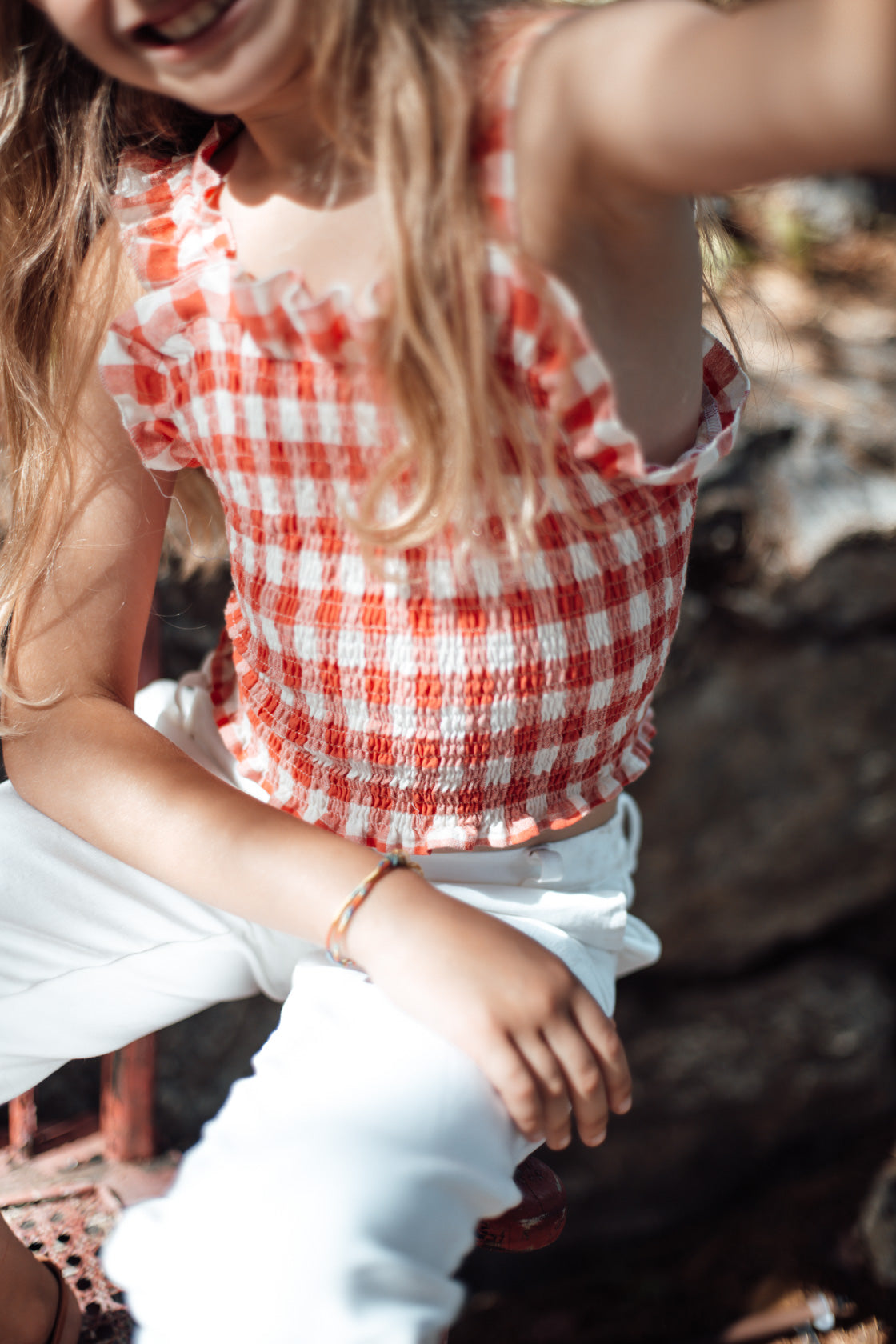 RED RUBBERIZED GINGHAM TOP