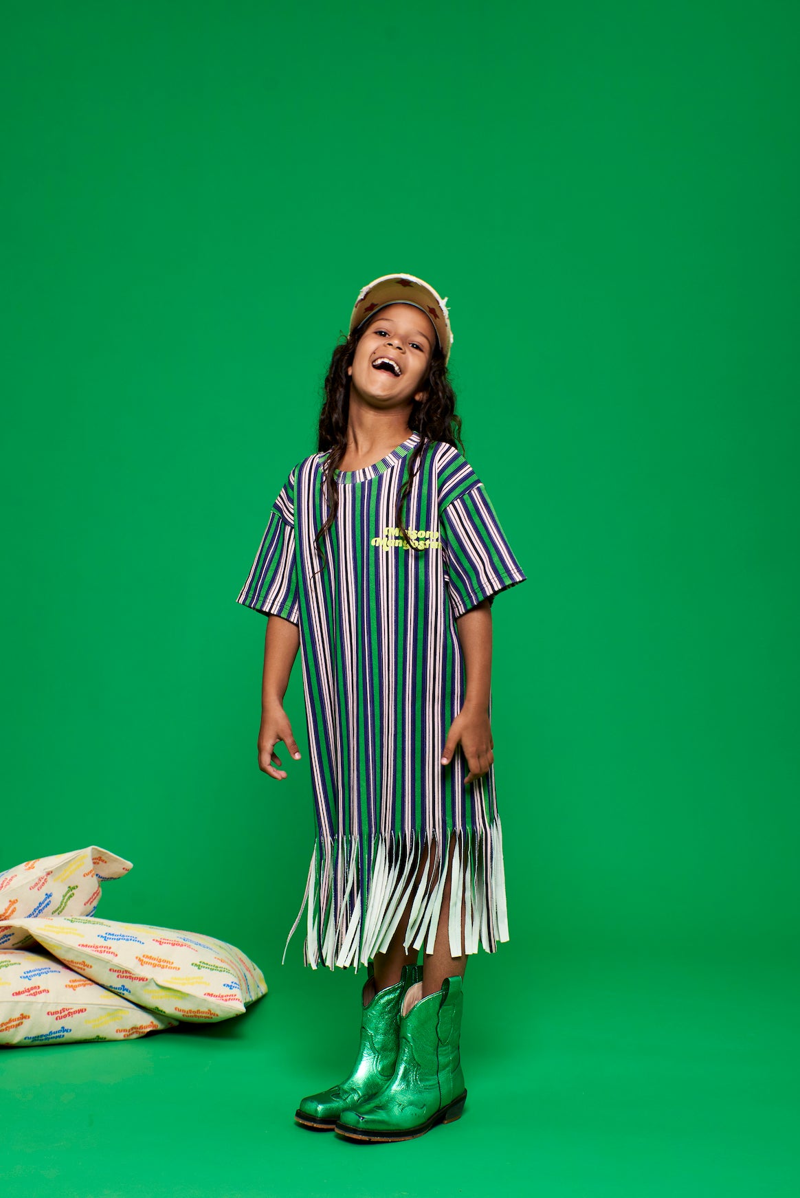 Gecko Dressing STRIPES GECKO DRESS GREEN/PINK 4Y – tot anira be